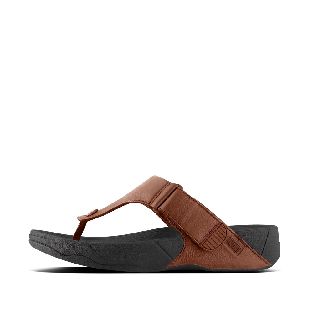 Fitflop Mens Flip-flops - Trakk Ii Leather - Brown/Black - 215-KZBOJR